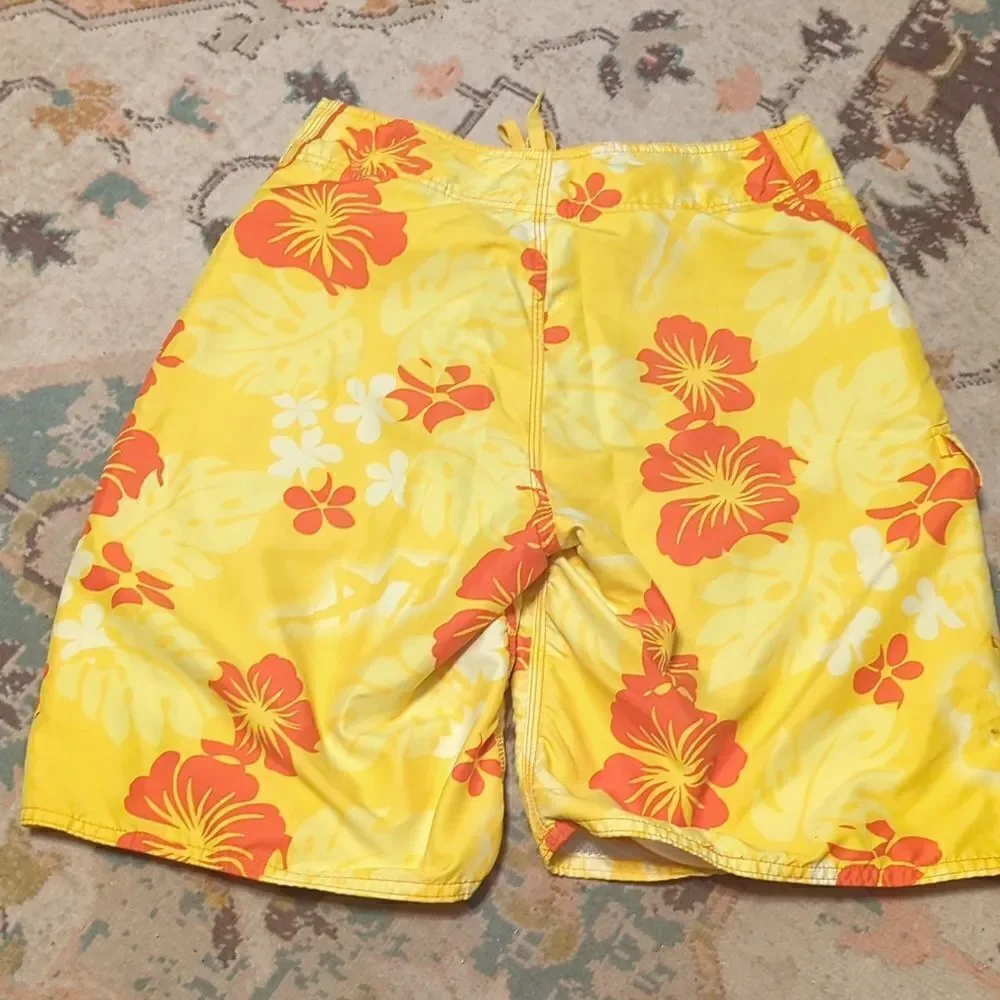 Kirra‎ Mens Shorts Board shorts Swim Trunks Size Adult Yellow Orange Hawaiian